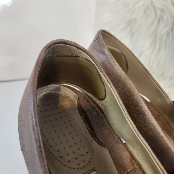 TSUBO Acrea Shoes Heels Taupe Leather Suede Mary Jane Platform Block Size 10 40 - Picture 9 of 11